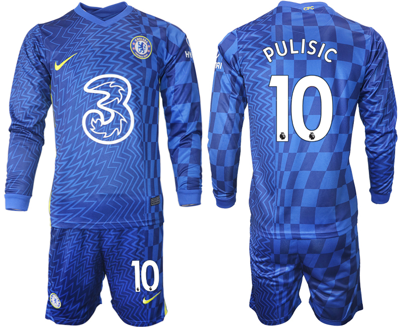 Men 2021-2022 Club Chelsea home blue Long Sleeve #10 Soccer Jersey